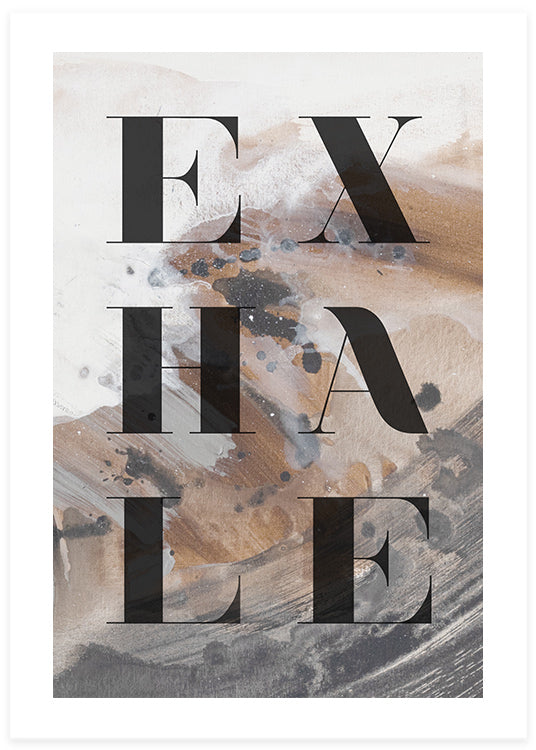 abstrakt poster med stor text på med ordet Exhale.